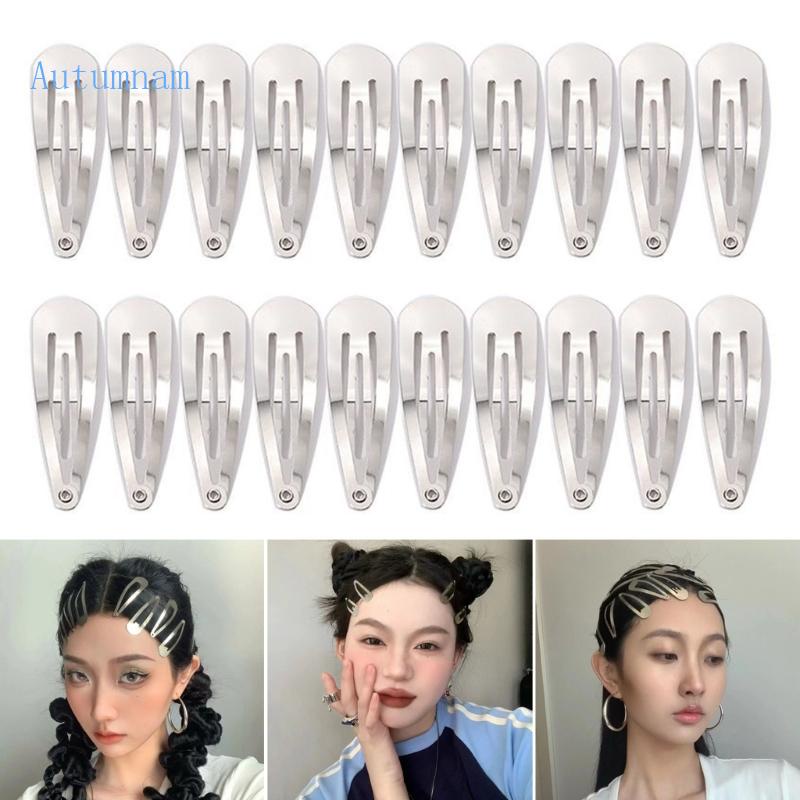 Set 20 Kẹp Tóc Kim Loại Chống Trượt Màu Bạc Cho Nữ Y2K