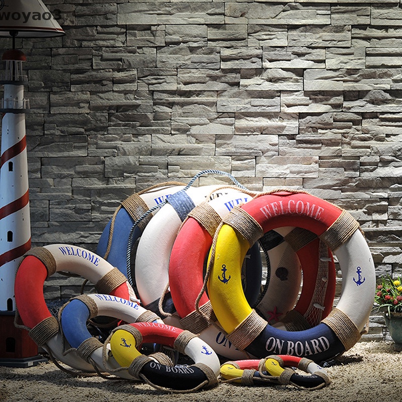 [woyao3] Phao Cứu Sinh Màu Xanh Navy Trang Trí Tường Nhà / Quán Bar / Tiệc Cưới Thủ Công