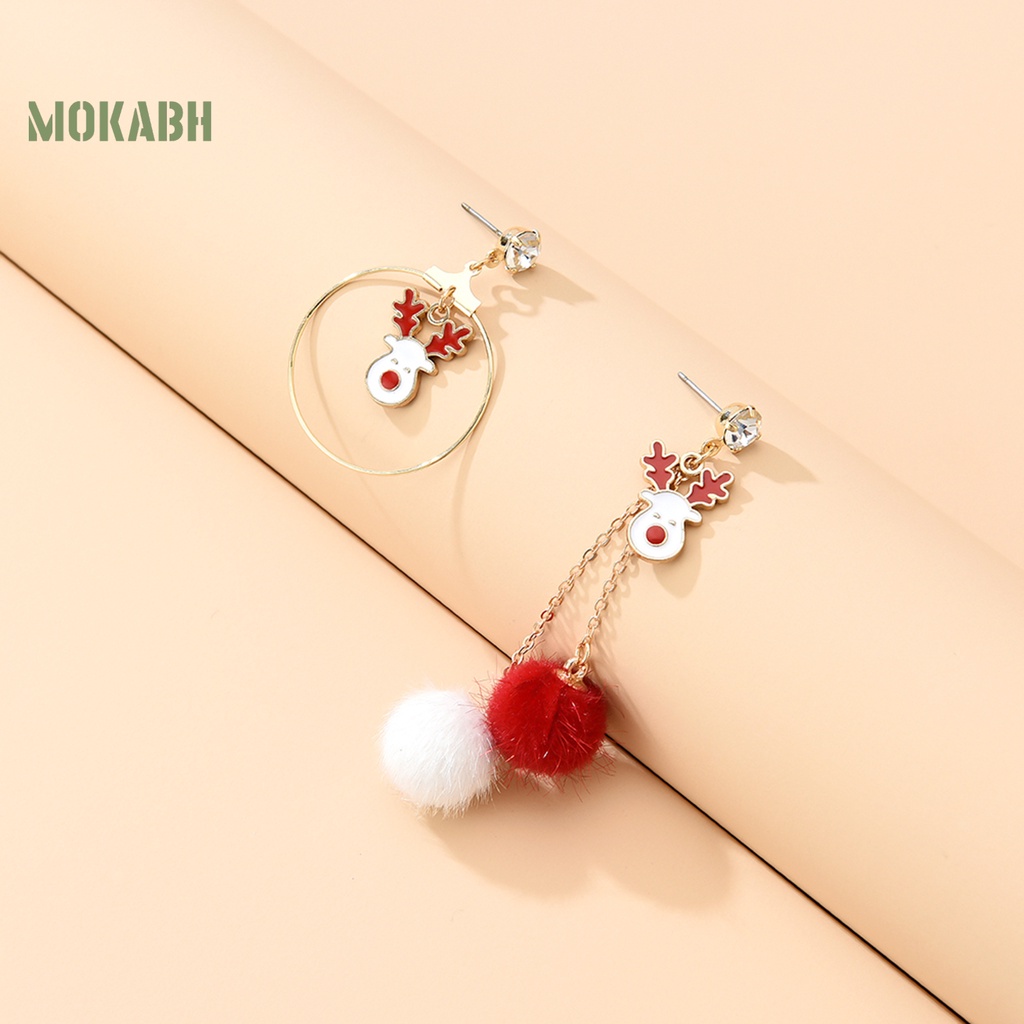 1 Đôi Khuyên Tai Hình Tuần Lộc Giáng Sinh Đính Đá Thời Trang