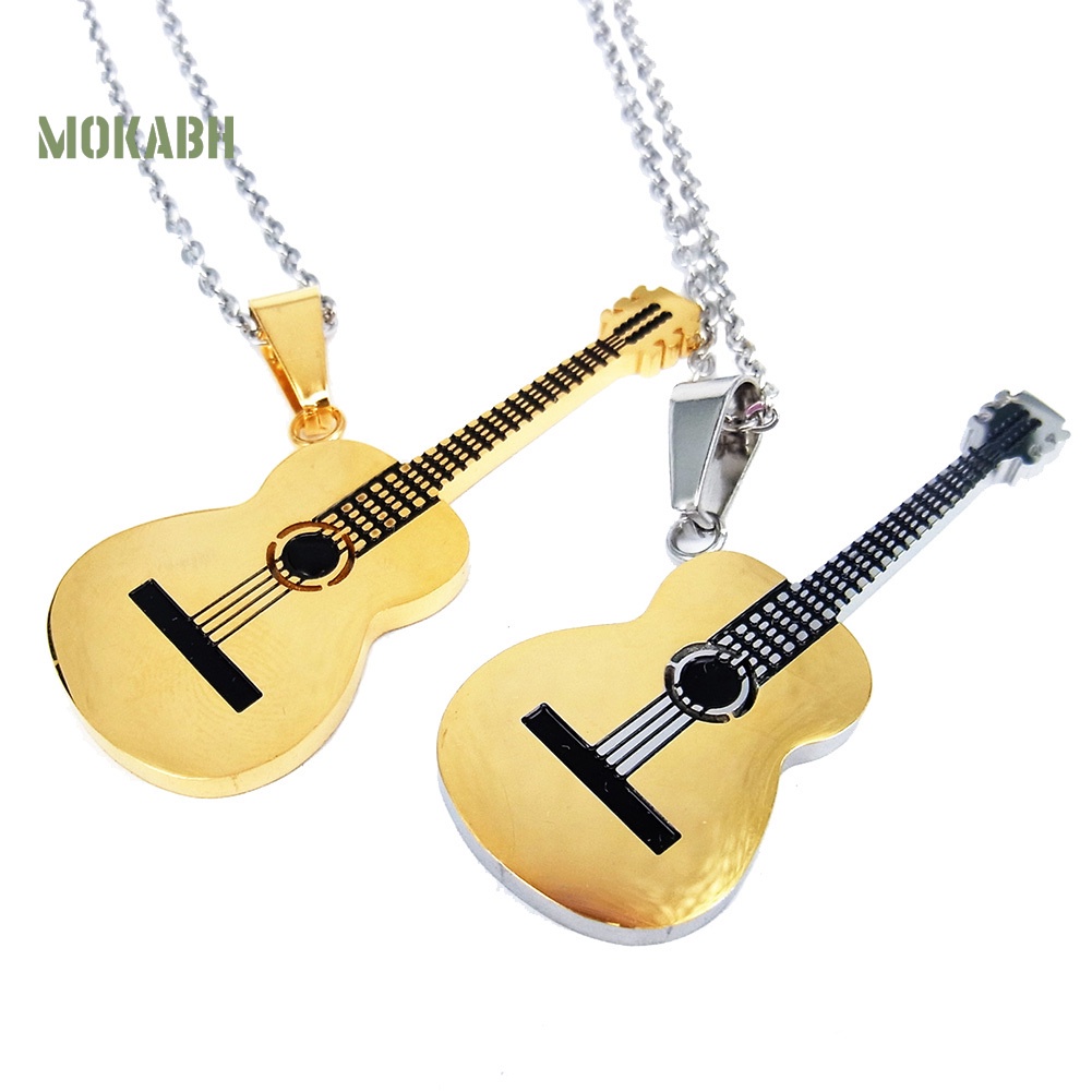 Vòng cổ Mặt Hình Đàn Guitar Bằng Thép Không Gỉ Cho Nam Và Nữ