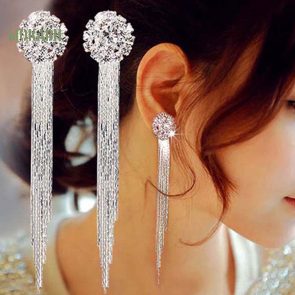 Bông Tai Dáng Dài Đính Đá Lấp Lánh Thời Trang Sang Trọng