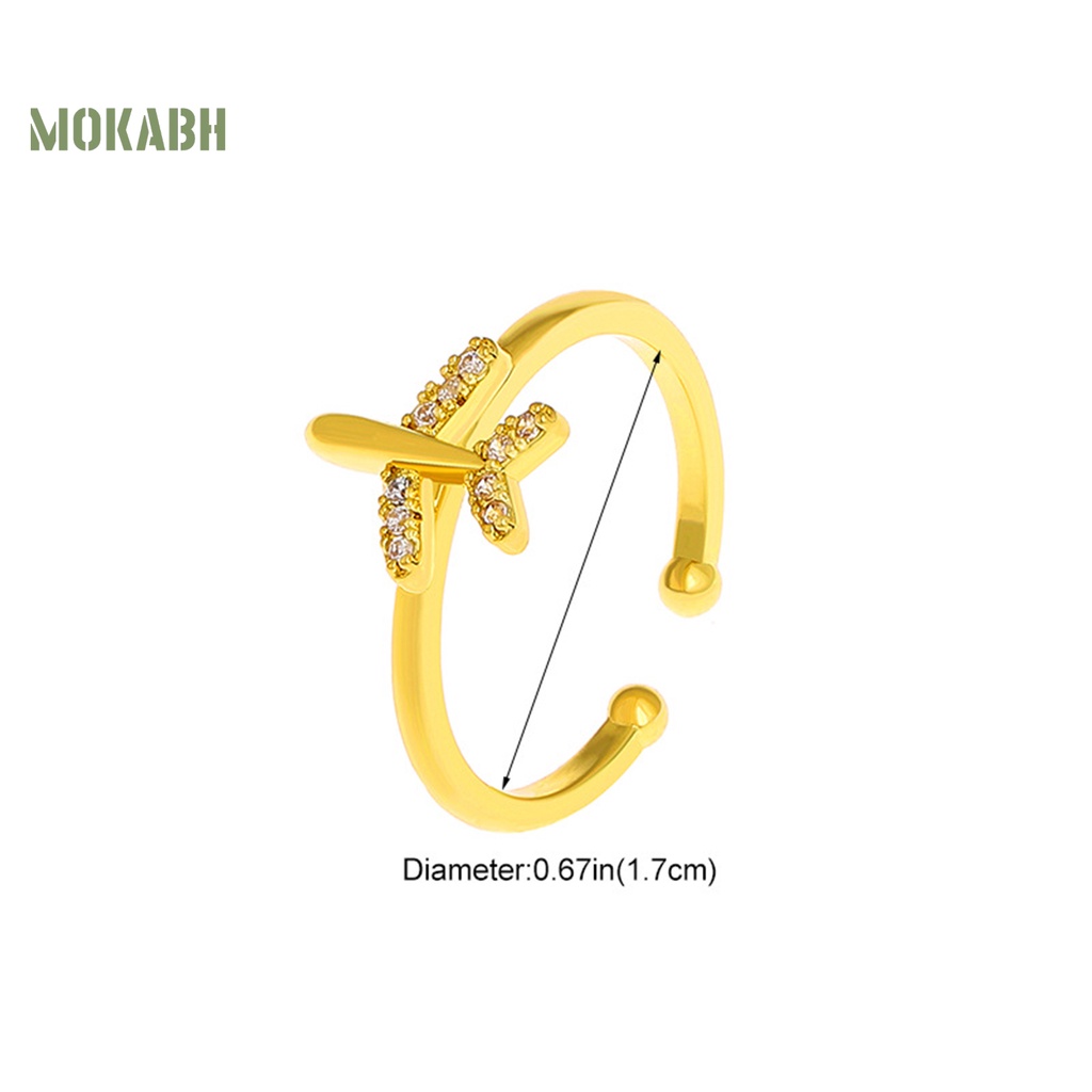 [Mới] Nhẫn Hở Hình Máy Bay Bằng Kim Loại Lấp Lánh Có Thể Điều Chỉnh