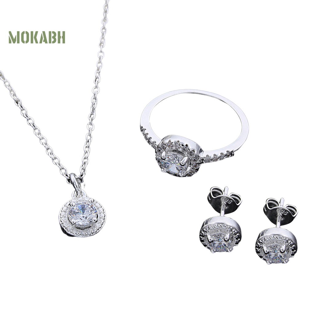 1 Set Vòng cổ / Nhẫn / Bông Tai Đính Đá Lấp Lánh Sang Trọng Cho Nữ