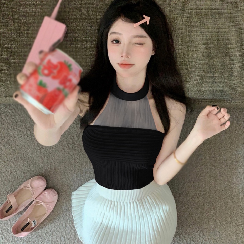 Áo Dệt Kim Hai Dây Hở Lưng Dáng Ôm Thời Trang Quyến Rũ Cho Nữ