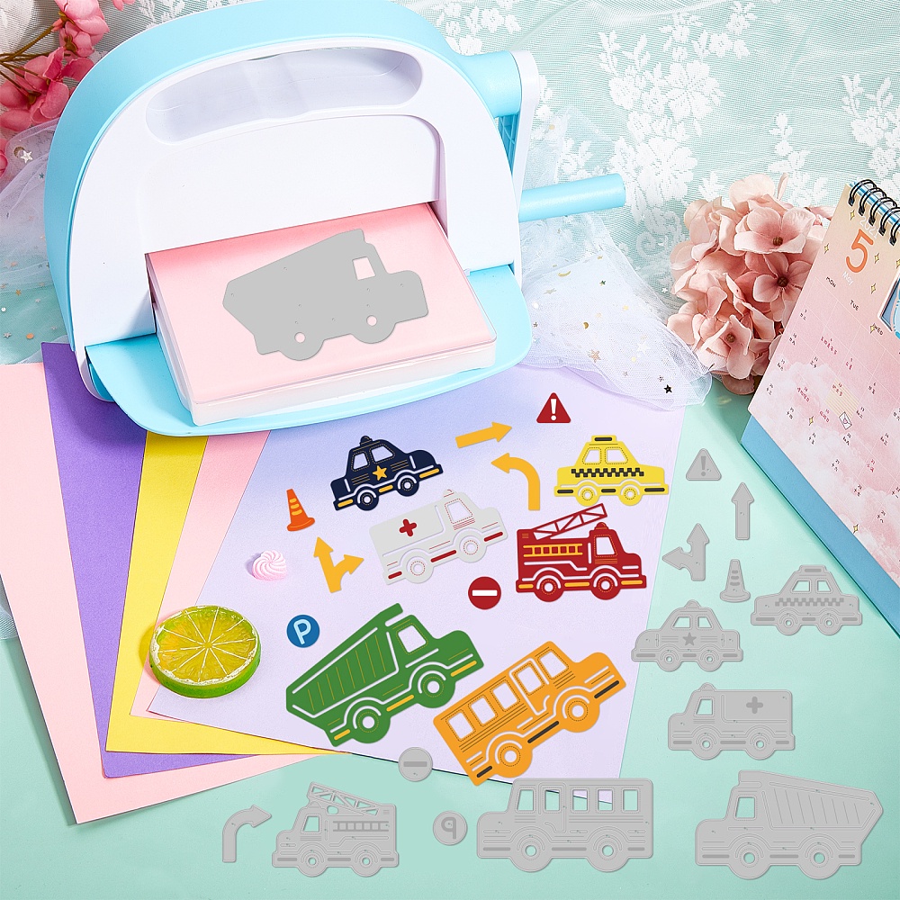 1 Khuôn Cắt Giấy Bằng Thép Carbon 160x167x0.8mm Họa Tiết Phương Tiện Giao Thông