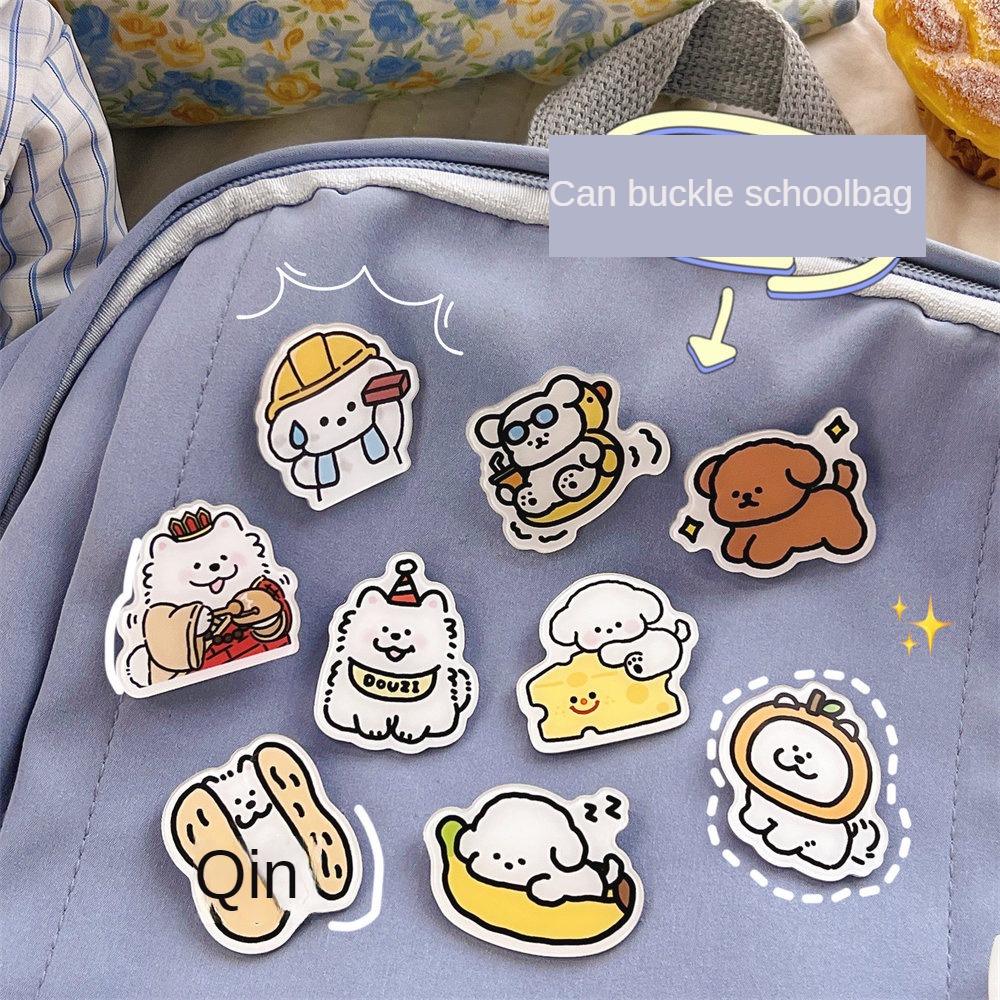 Ghim Cài Áo Bằng Acrylic Hình Cún Hoạt Hình Dễ Thương