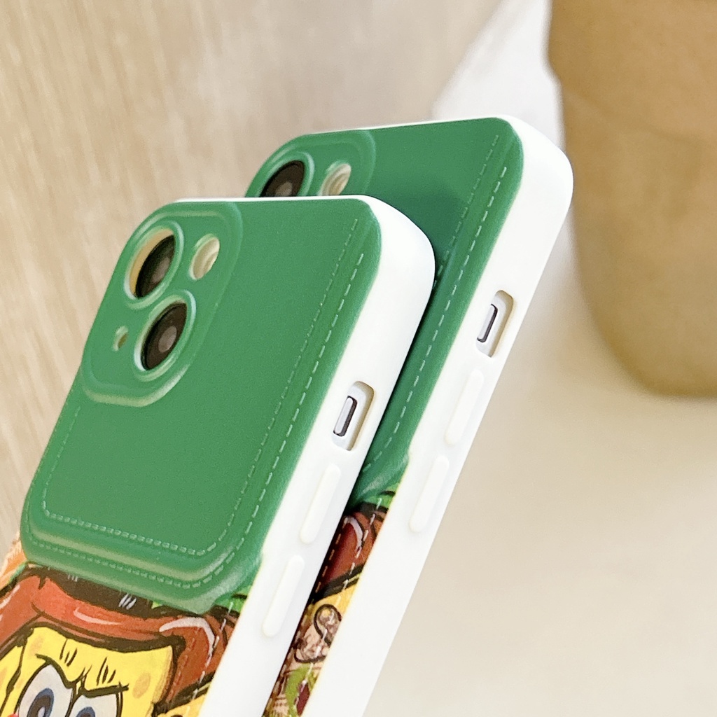 Ốp Điện Thoại tpu Dẻo Họa Tiết Hoạt Hình Spongebob Có Ngăn Đựng Thẻ Cho iPhone 14 13 12 11 PRO MAX