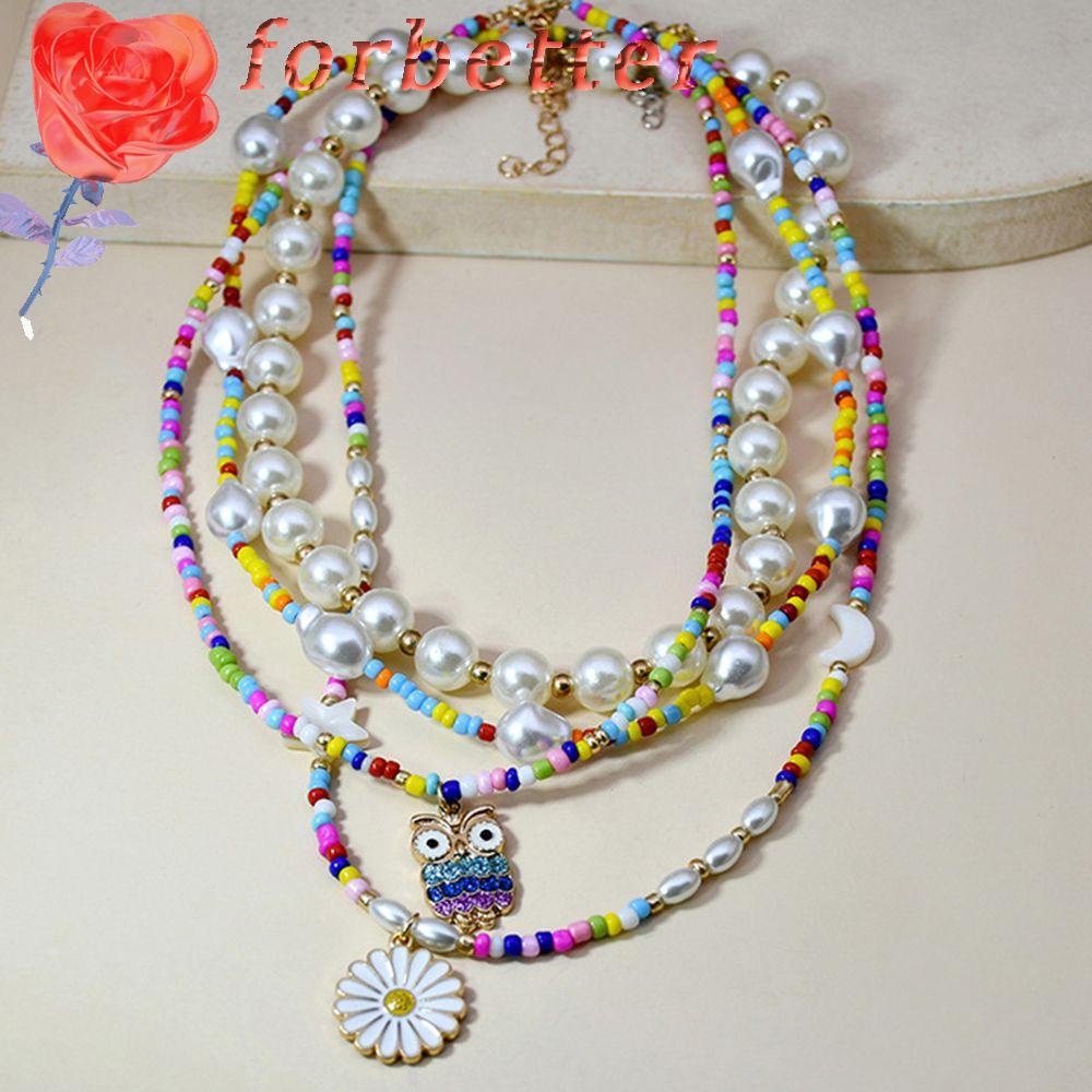 Vòng Cổ Chuỗi Hạt Hình Hoa Cúc / Cú Mèo Phong Cách Bohemian Thời Trang Cho Nam Và Nữ