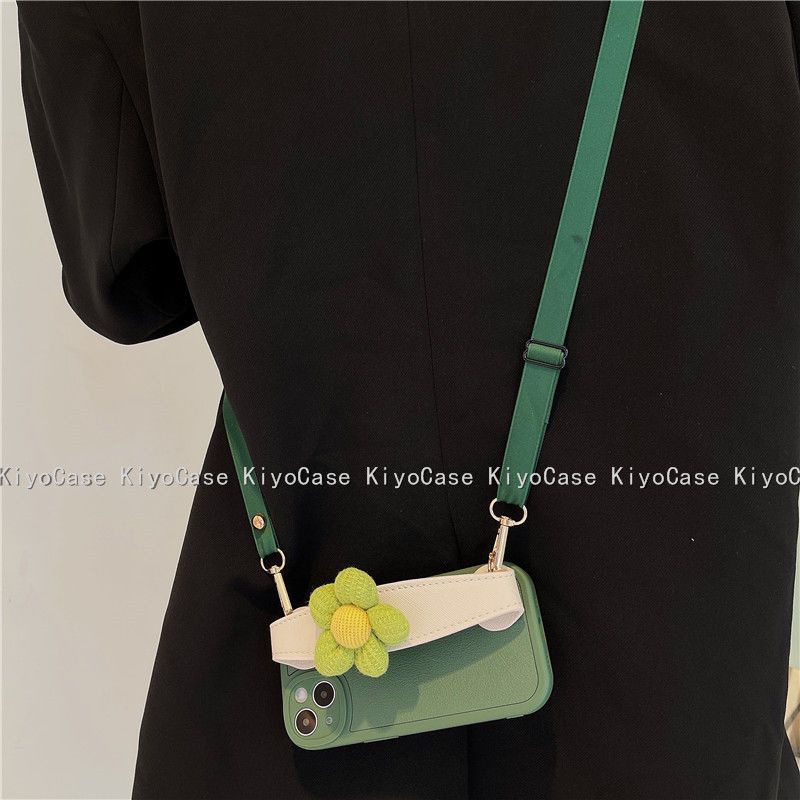 Ốp Điện Thoại silicon Hình Hoa Có Dây Đeo Cho iphone 15 14 pro max 11 13 12 x xs xr max pro max 7 8 plus