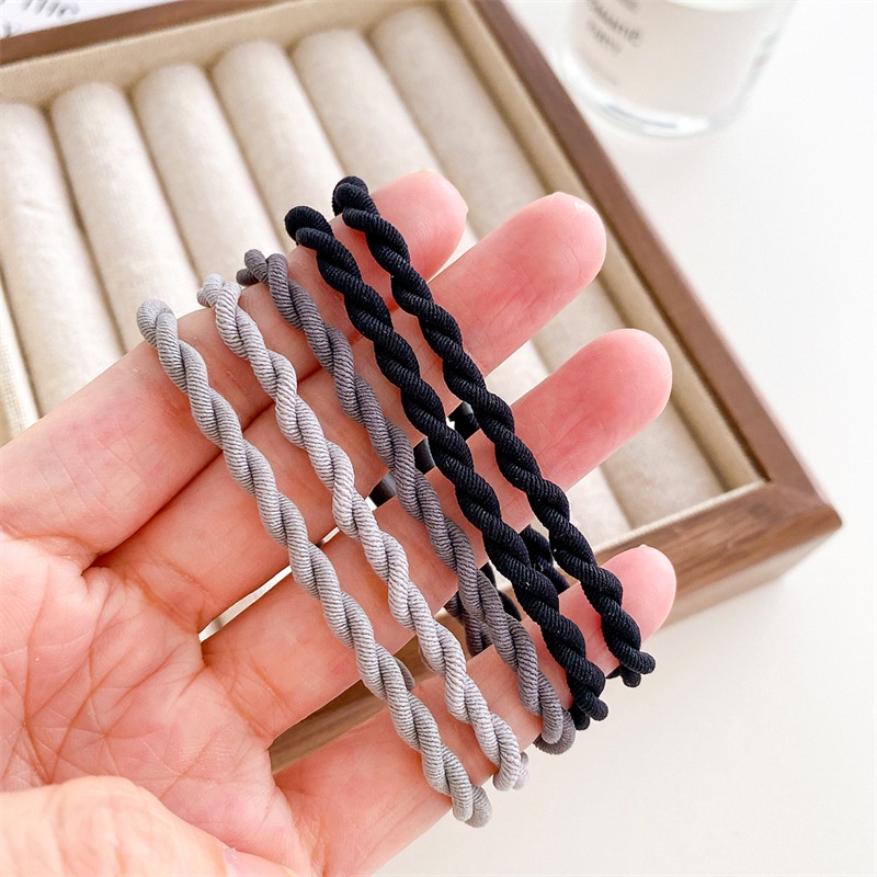 Bộ 5 Dây Buộc Tóc Cao Su Co Giãn Màu Trắng Đen Cho Nữ