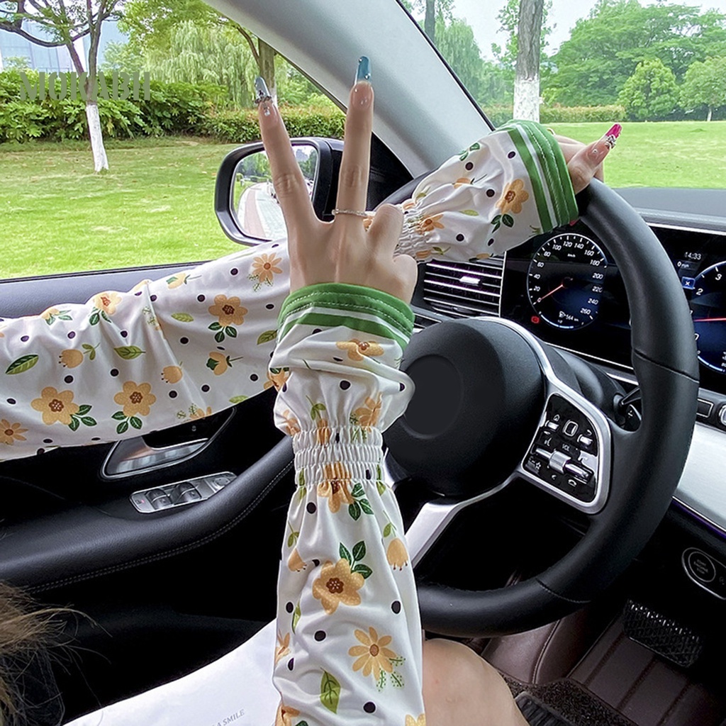 1 Cặp Găng Tay Co Giãn Thoáng Khí Chống Tia UV Chống Trượt Họa Tiết Hoạt Hình Dễ Thương