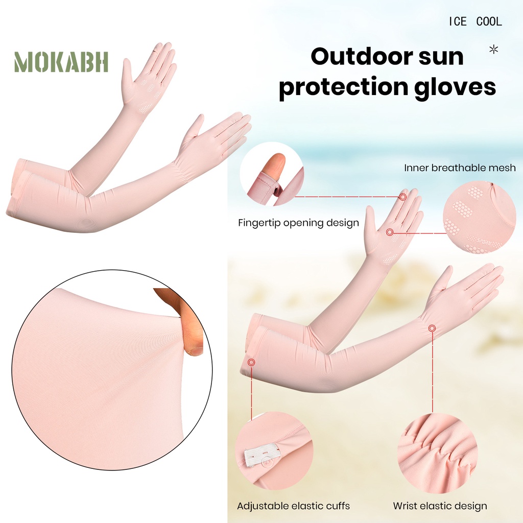 1 Cặp Găng Tay Silicone Dài Chống Trượt Chống Tia UV Độ Co Giãn Cao Cho Nữ