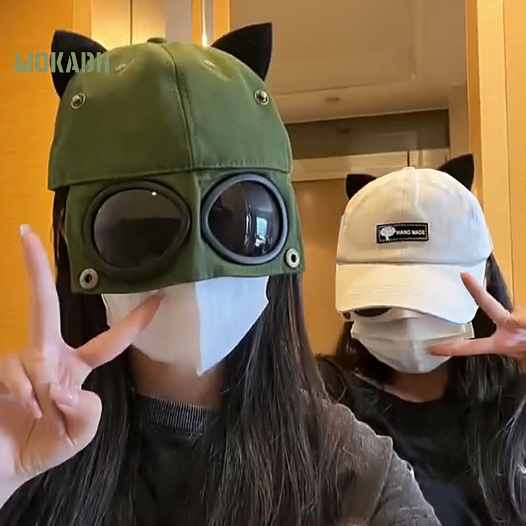 [Mok Abh] Kính Râm Kiểu Tai Mèo Trong Suốt Có Thể Giặt Lại Dùng Hóa Trang Cho Nữ