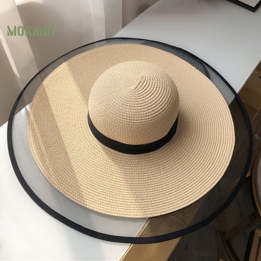 [Mok Abh] Mũ Rộng Vành Kiểu Lưới Phong Cách Bohemia Chống Nắng Đi Biển Ngoài Trời Dành Cho Nữ