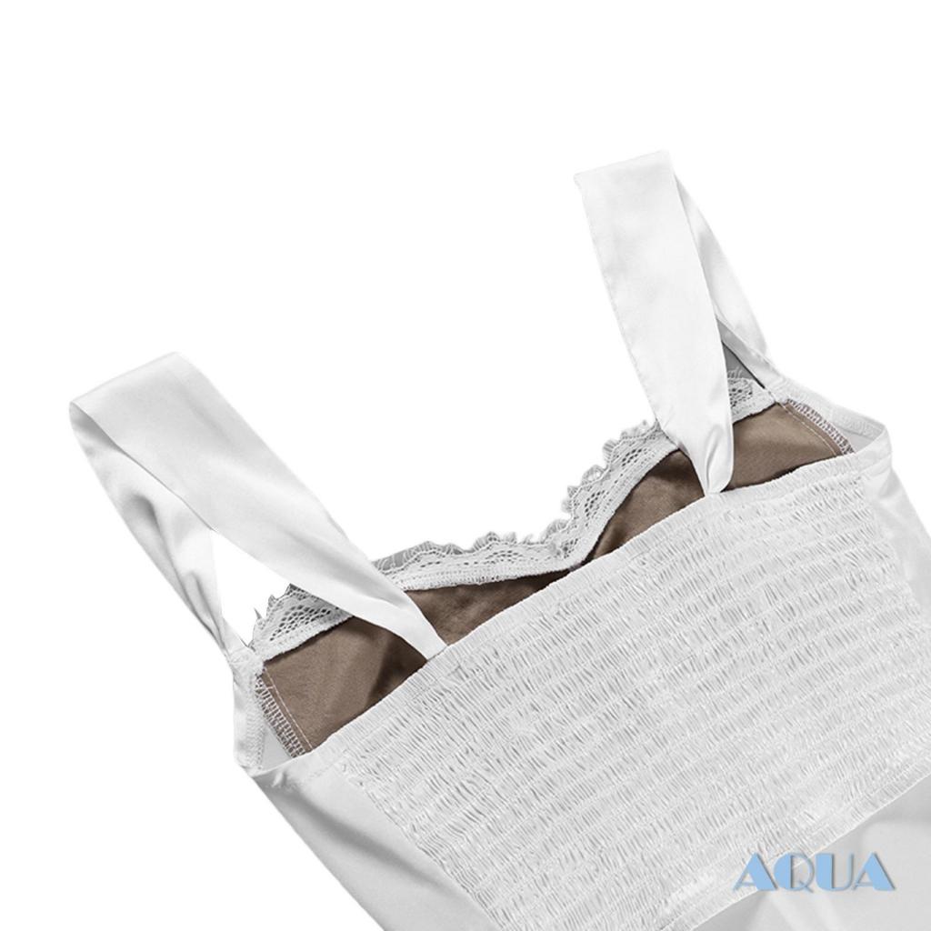 Áo Croptop Hai Dây Vải Satin Phối Ren Hở Lưng Thời Trang Mùa Hè Cho Nữ