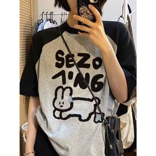 Áo thun PEWARN tay ngắn cổ tròn dáng rộng phong cách hip hop đường phố Mỹ cá tính cho nữ