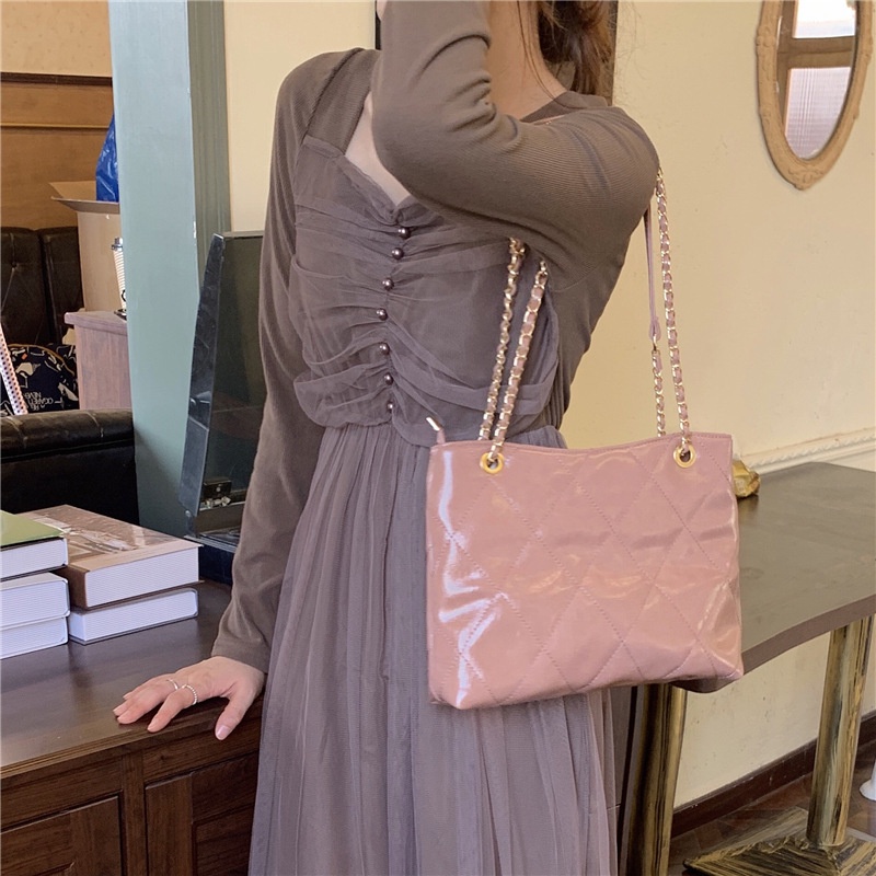 Túi Xách Da Cừu Đính Kim Cương Giả Cao Cấp Thời Trang