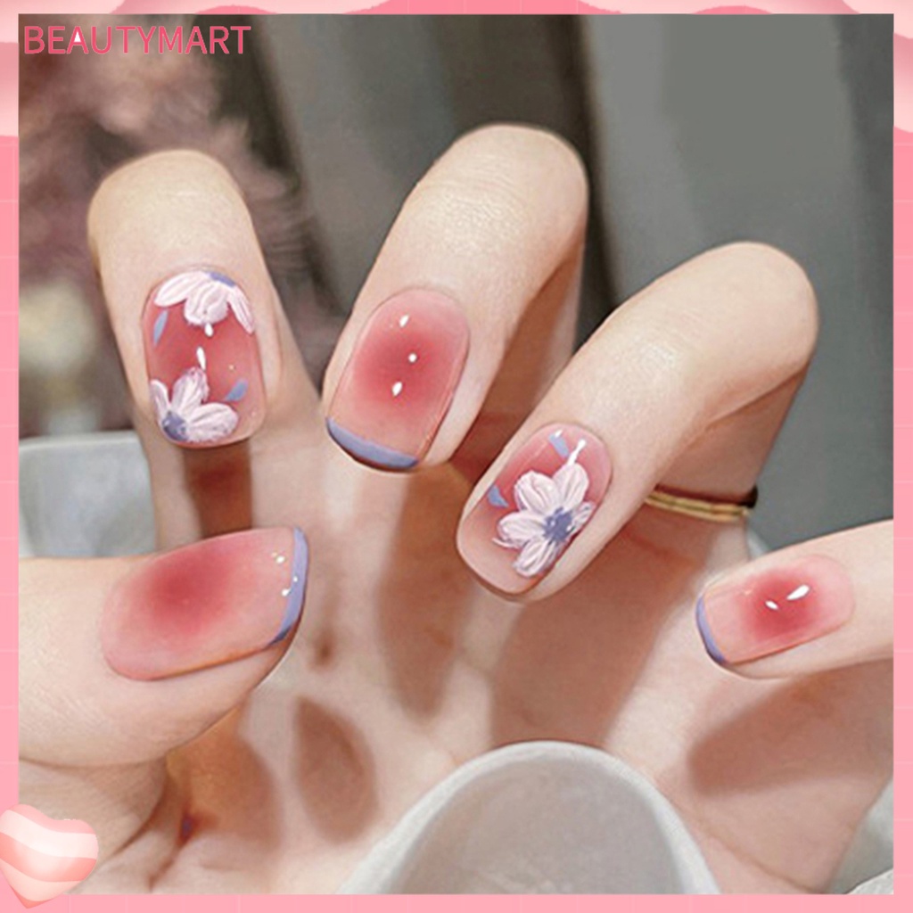 1 Bộ Móng Tay Giả Siêu Mỏng Không Phai Màu Trang Trí Hiệu Ứng Dạng Nhấn Bằng Nhựa Sáng Bóng