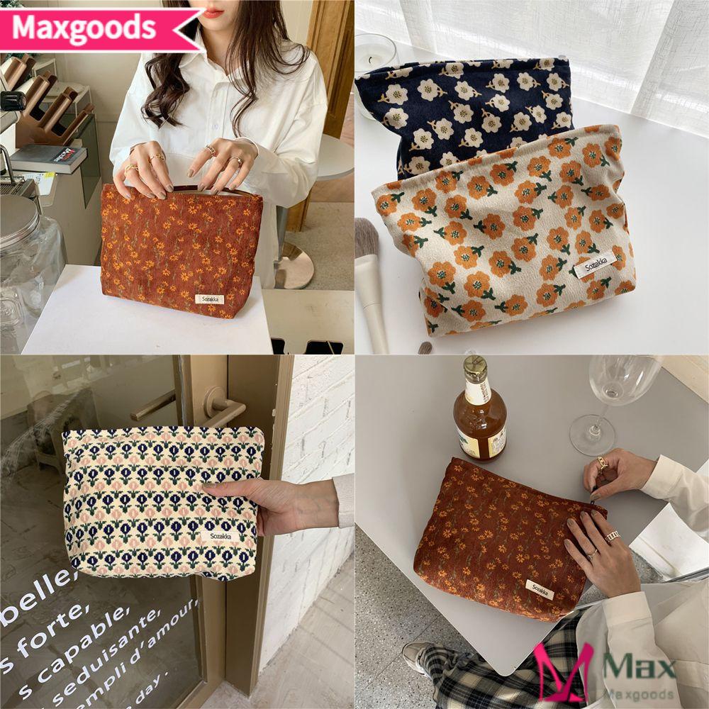 Túi Đựng Mỹ Phẩm Bằng Vải Nhung Kẻ Dành Cho Nữ Ốp