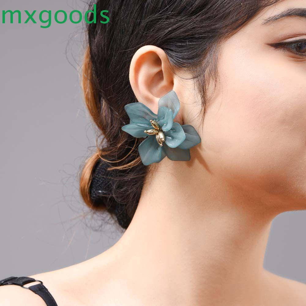 1 Cặp Khuyên Tai Nhựa Acrylic Hình Bông Hoa Lớn Màu Cam / Trắng / Xanh Lá Sáng Tạo Thời Trang Dự Tiệc Kỳ Nghỉ