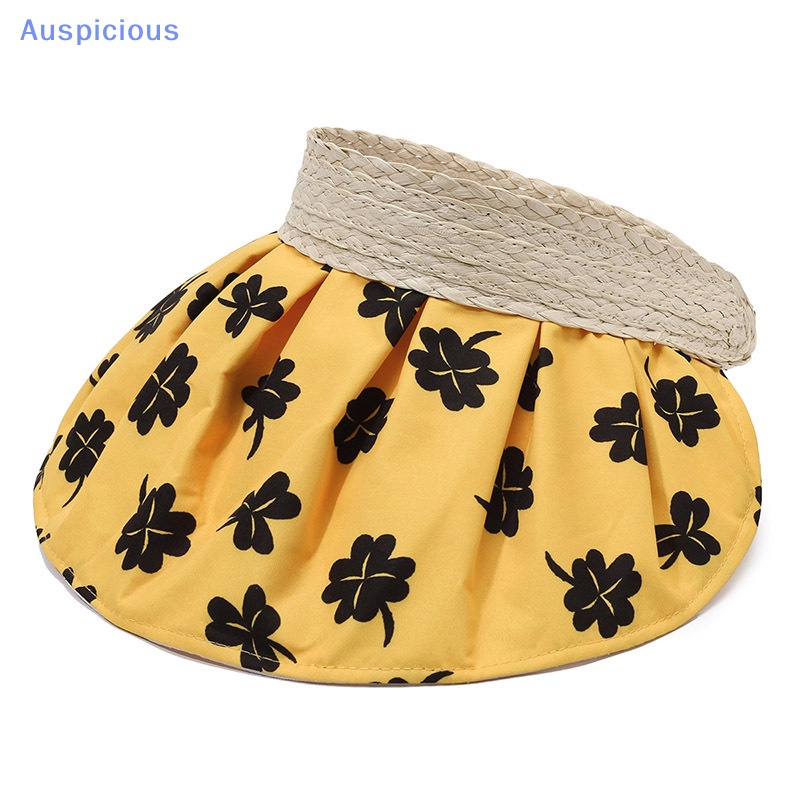 Mũ Rộng Vành Hở Chóp Màu Trắng Có Thể Điều Chỉnh Kích Thước Họa Tiết Cỏ Bốn Lá Hợp Thời Trang Đi Biển Mùa Hè Cho Nữ