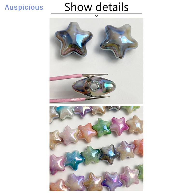 Set 10 Hạt Acrylic Hình Ngôi Sao Năm Cánh Lấp Lánh Nhiều Màu Sắc Dễ Thương Dùng Trang Trí Vòng Tay DIY
