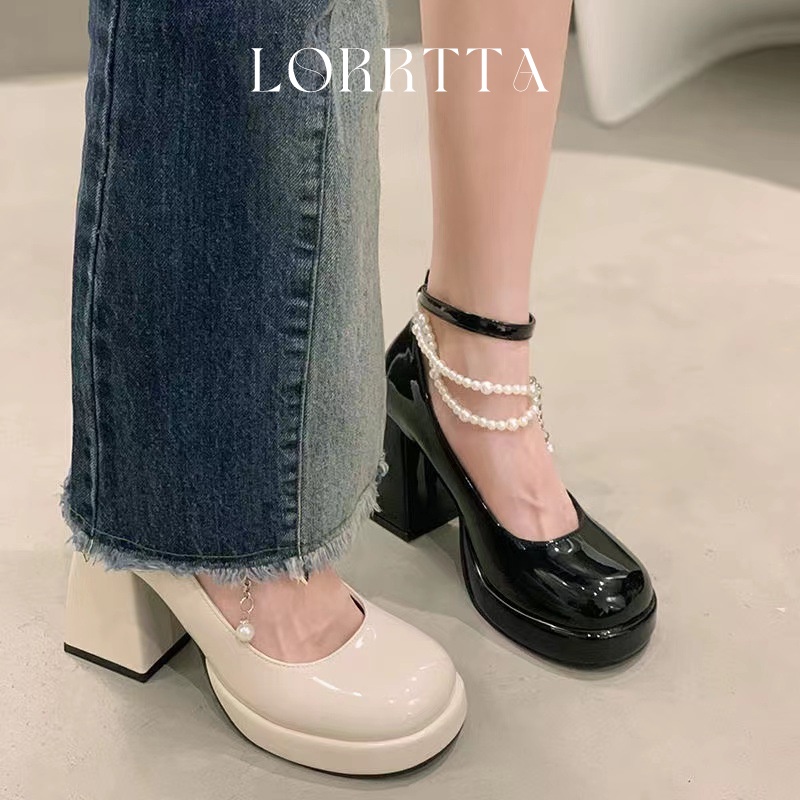 Giày búp bê cao gót LIAOYUE 23Z23060302 phong cách lolita gót đại đính tinh thể thời trang 2023 cho nữ