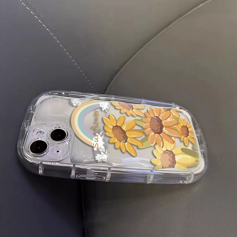 Ốp Điện Thoại Silicone Mềm Trong Suốt Chống Sốc In Hình Hoa Hướng Dương Cho IPhone 14 13 12 11 Pro Max Plus XS X XR 8 + 7 Plus