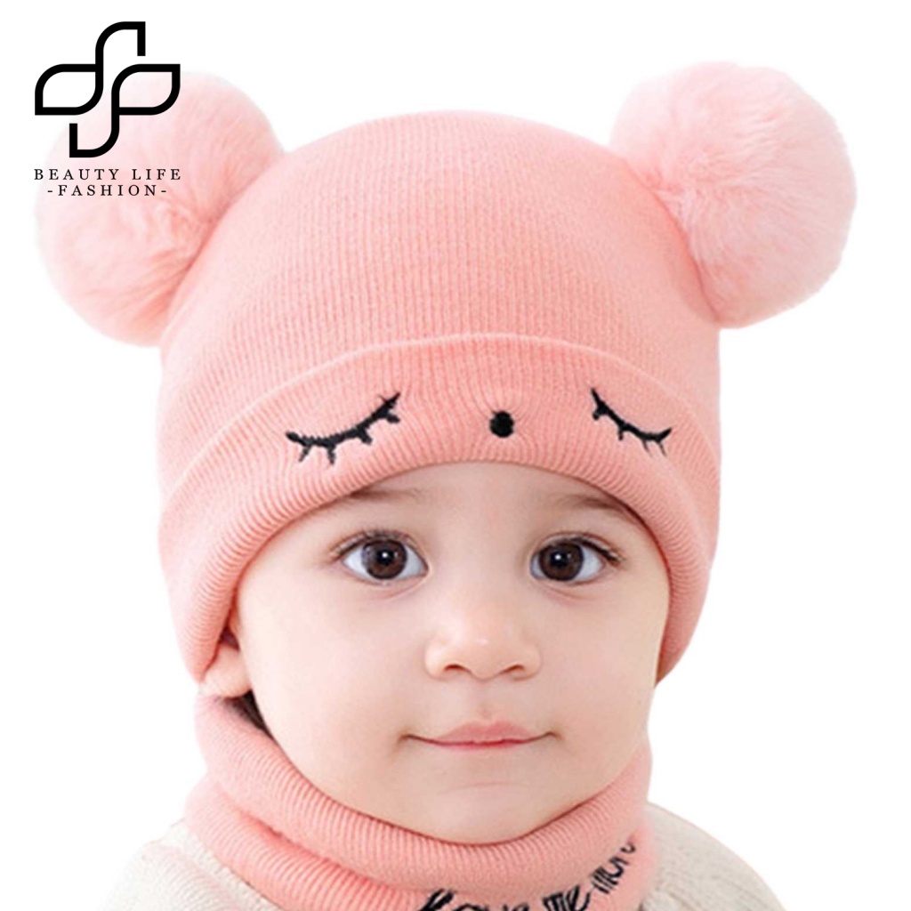 Bộ Nón Và Khăn Choàng Chống Gió Ấm Áp Dễ Thương Cho Bé