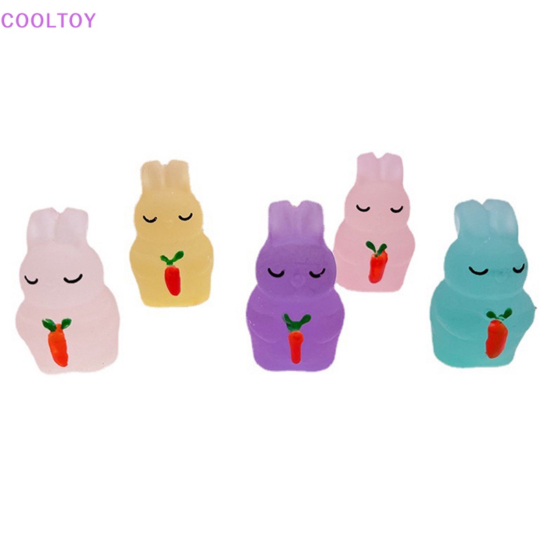 Set 2 Búp Bê Hình Thỏ Mini Bằng Nhựa Phát Quang Dễ Thương Dùng Để Trang Trí