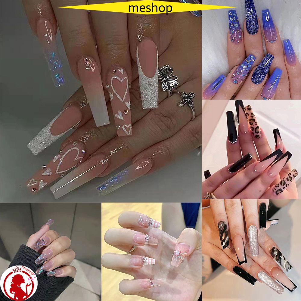 Set 24 Móng Tay Giả Có Thể Tháo Rời Thời Trang Thu Đông