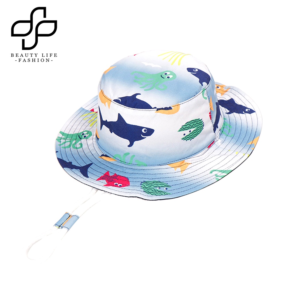 Nón Vành Rộng Chống Tia UV In Họa Tiết Động Vật Hoạt Hình Xinh Xắn Dành Cho Bé