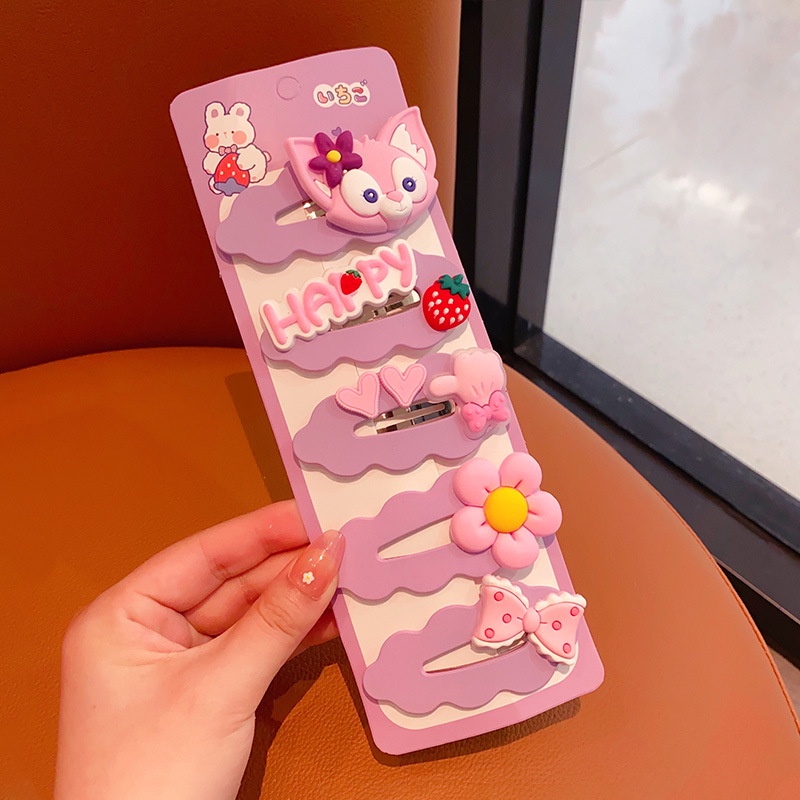 Set 5 Kẹp Tóc Hình Gấu Hoạt Hình Dễ Thương Cho Bé Gái