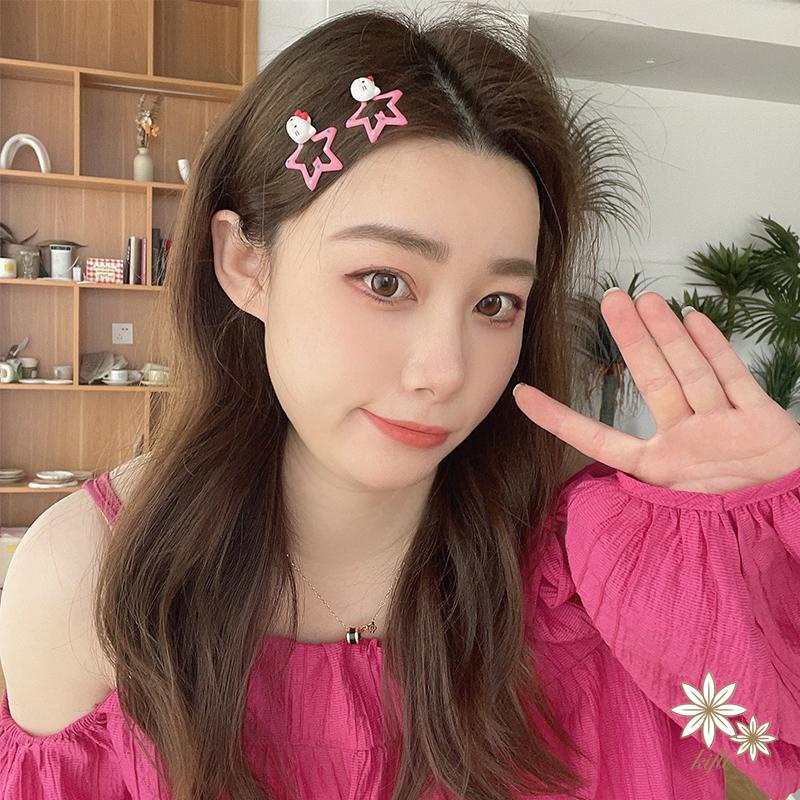 SANRIO Kẹp Tóc Hình Ngôi Sao Năm Cánh Họa Tiết Chấm Bi Dễ Thương Cho Nữ