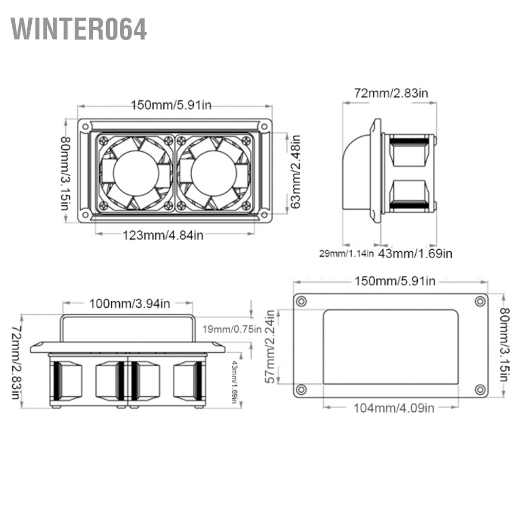 Winter064 Mặt Lỗ Thông Khí Gió Hút Motorhome Kéo RV Trắng 12V Cho Người Cắm Trại Thuyền Mềm Du