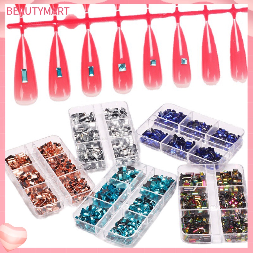 Hộp 1 Hộp 6 Ngăn Đáy Phẳng 3D Trang Trí Móng Tay Nghệ Thuật DIY Cho Nữ