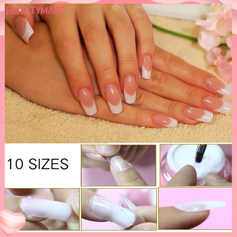 Bộ 100 Móng Tay Giả Bằng Acrylic Trong Suốt Toàn Diện