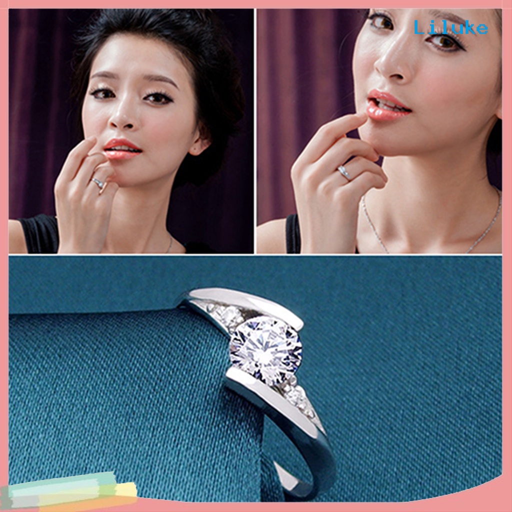 Nhẫn Mạ Bạc Đính Đá Zircon Thời Trang Cho Nữ