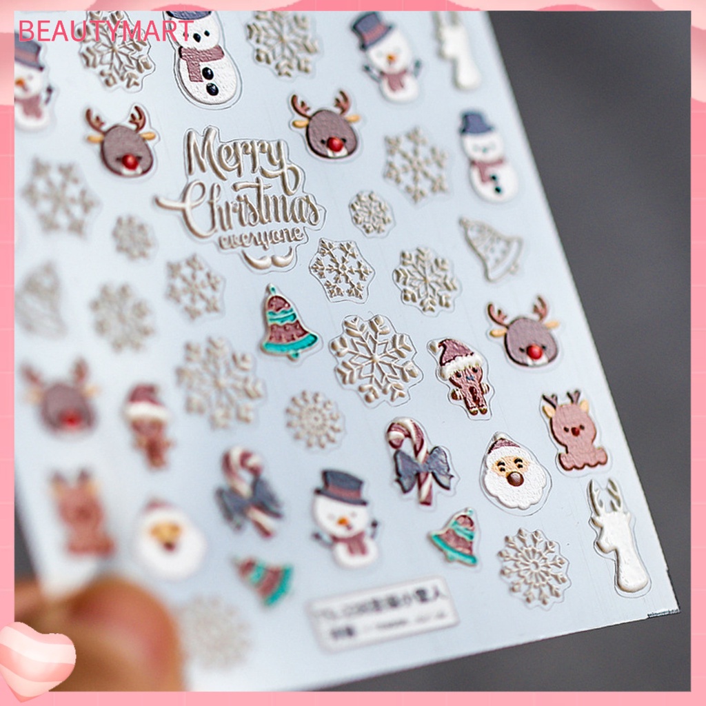 Miếng Dán Trang Trí Móng Tay Tạo Hiệu Ứng 5D Nhiều Hình Dạng Phối Cánh Bông Tuyết Màu Trắng