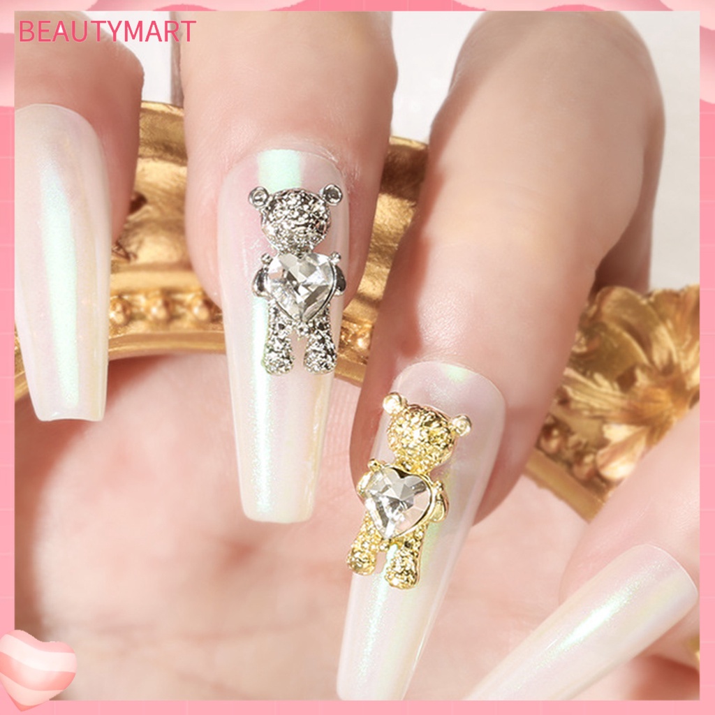 Túi 20 Phụ Kiện Trang Trí Móng Tay Hình Gấu 3D Bằng Hợp Kim Dễ Thương DIY