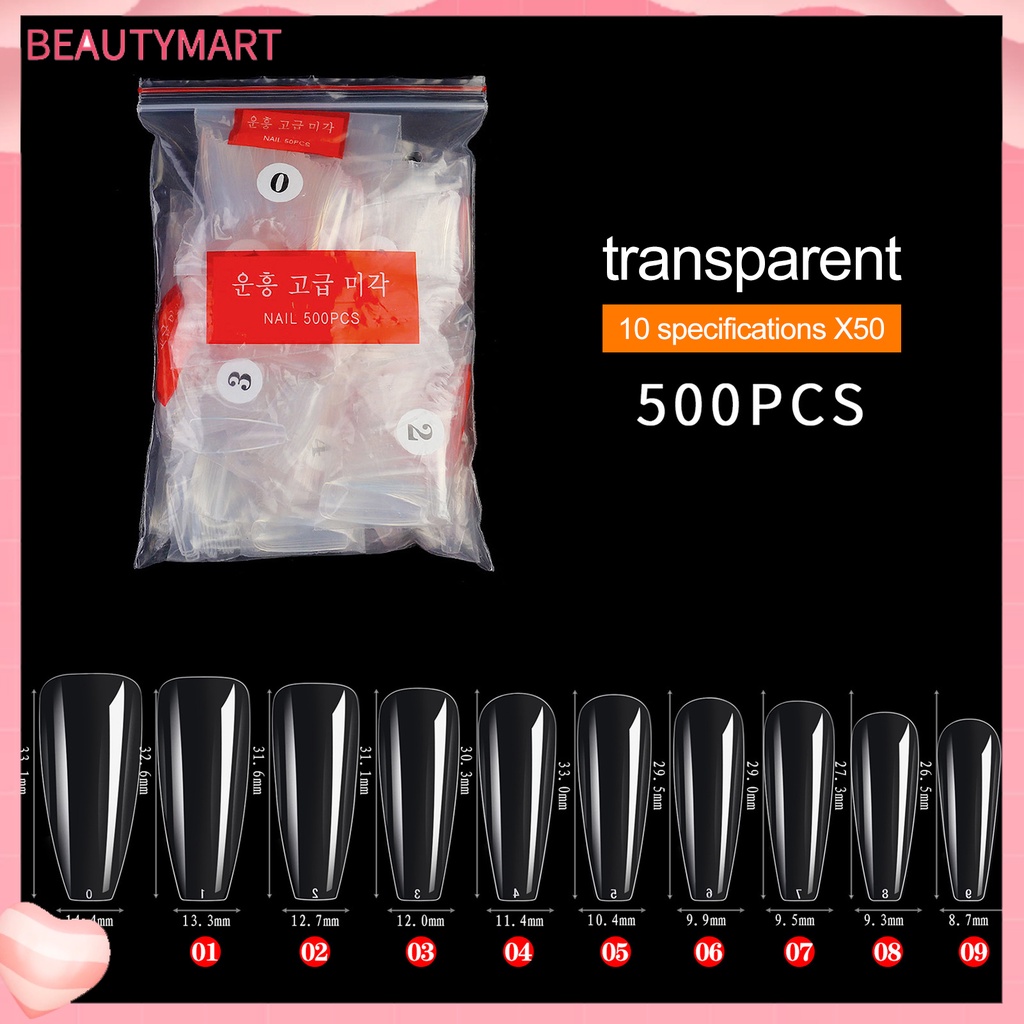 Bộ 500 Móng Tay Giả Trong Suốt Chống Vỡ Lâu Trôi DIY
