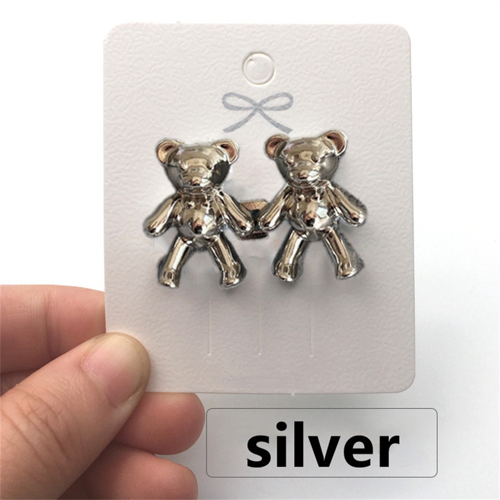 Set 2 Nút Cài Kim Loại Hình Gấu Có Thể Tháo Rời Dành Cho Quần Jean Giảm Đau / Cài Nút