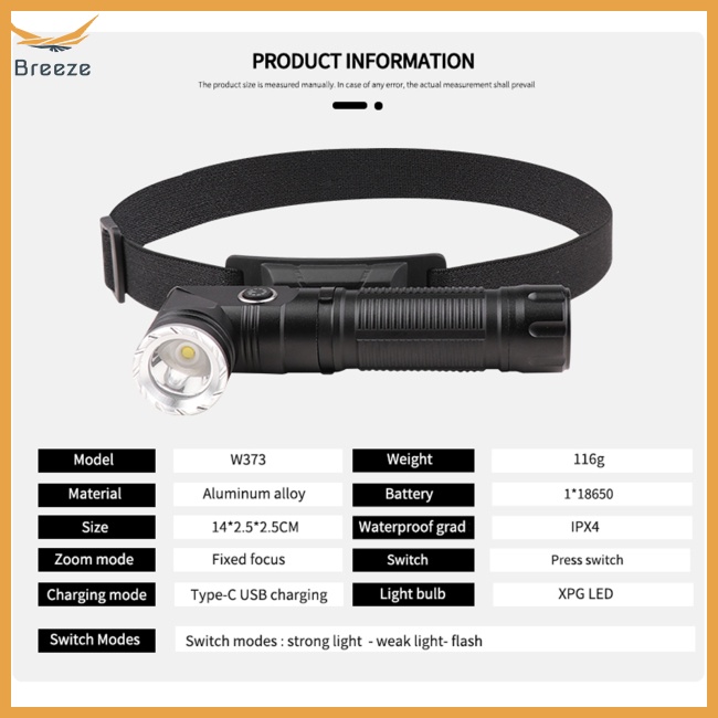 Đèn Pin Mini Đeo Đầu 3 Mức Độ 90 Độ Có Thể Xoay Và Kẹp Tiện Dụng