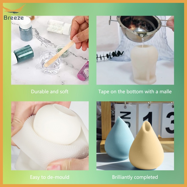 Set 2 Khuôn Silicone Làm Nến / Xà Phòng / Sô Cô La Có Thể Gấp Gọn Tiện Lợi