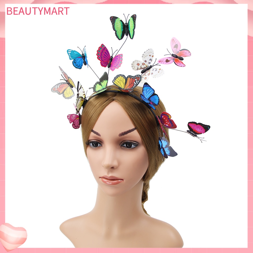 [beautymart] Cài Tóc Hình Vương Miện Bướm Phong Cách Bohemian Sống Động Thoải Mái Có Thể Điều Chỉnh Trang Trí Cho Tiệc Trà / Halloween