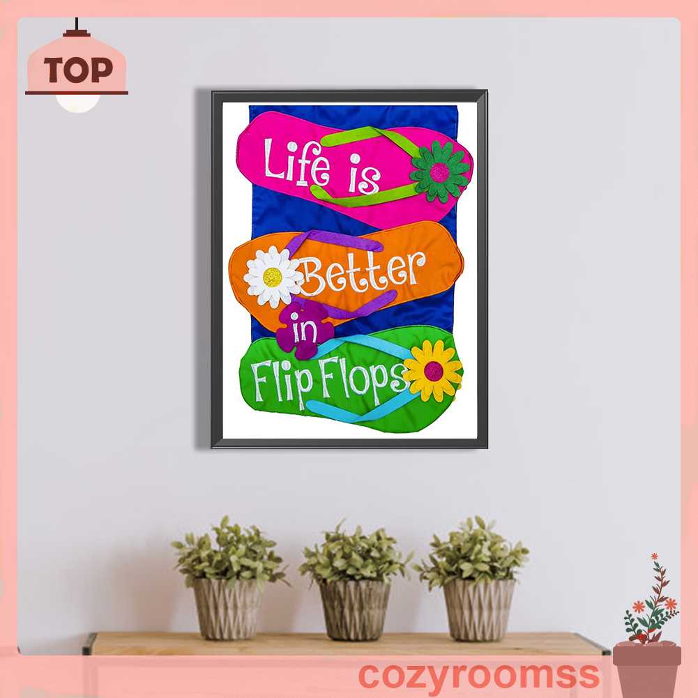 Tranh Đính Đá Kim Cương Toàn Bộ 5D DIY Hình Vẽ Hoa Lật-flops Trang Trí Nhà Cửa