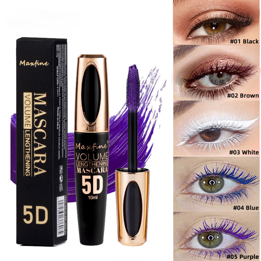 Mascara Sợi Tơ 5D Màu Đen Kháng Nước Lâu Trôi Chống Nhòe Chuốt Mi Cong Vút Và Dài Hơn