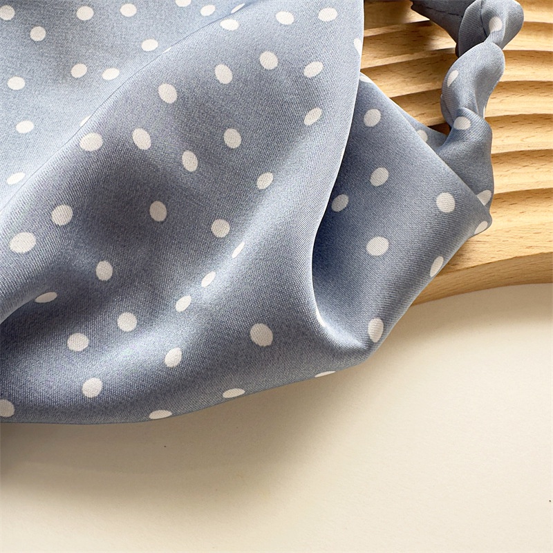 1 Băng Đô Vải Satin Mềm Mại Họa Tiết Chấm Bi Phong Cách Vintage Đầu loại tam giác khăn