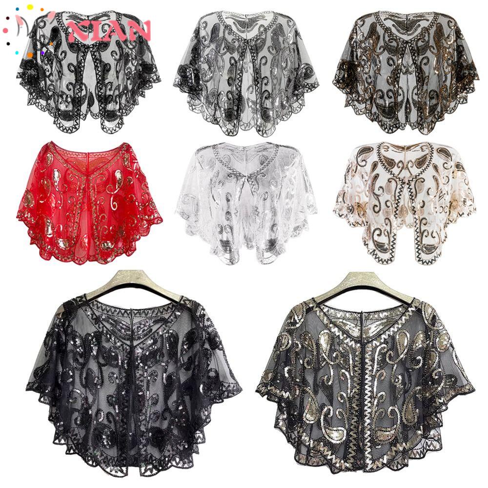 Xiantin Khăn Choàng Tua Rua Đính Kim Sa Hóa Trang Thanh Lịch Dành Cho Nữ