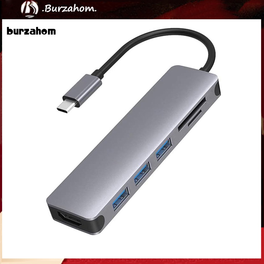 Đầu Chuyển Đổi 6 Trong 1 Type C Sang HDMI 4K 3 Cổng USB Cho Thẻ Micro-SD